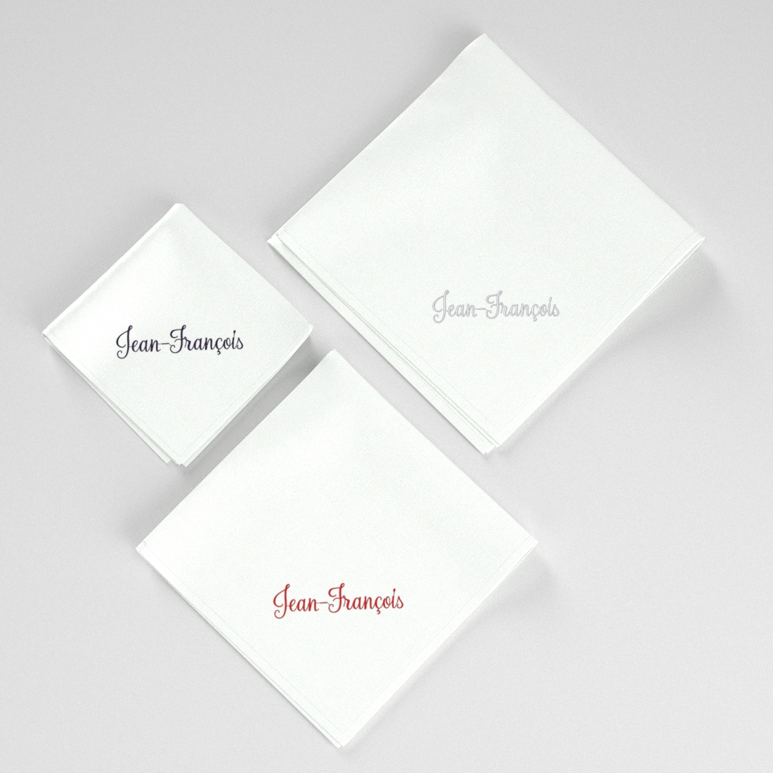 Personalized organic handkerchiefs with your initials are Embroidered & made in Paris by Philipp Gaber since 2009​